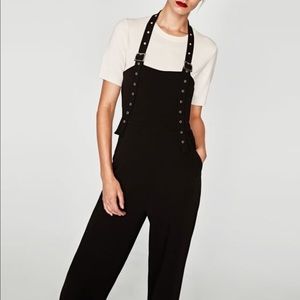 Zara Black Pant Jumpsuit Halter Med Buckle Detail